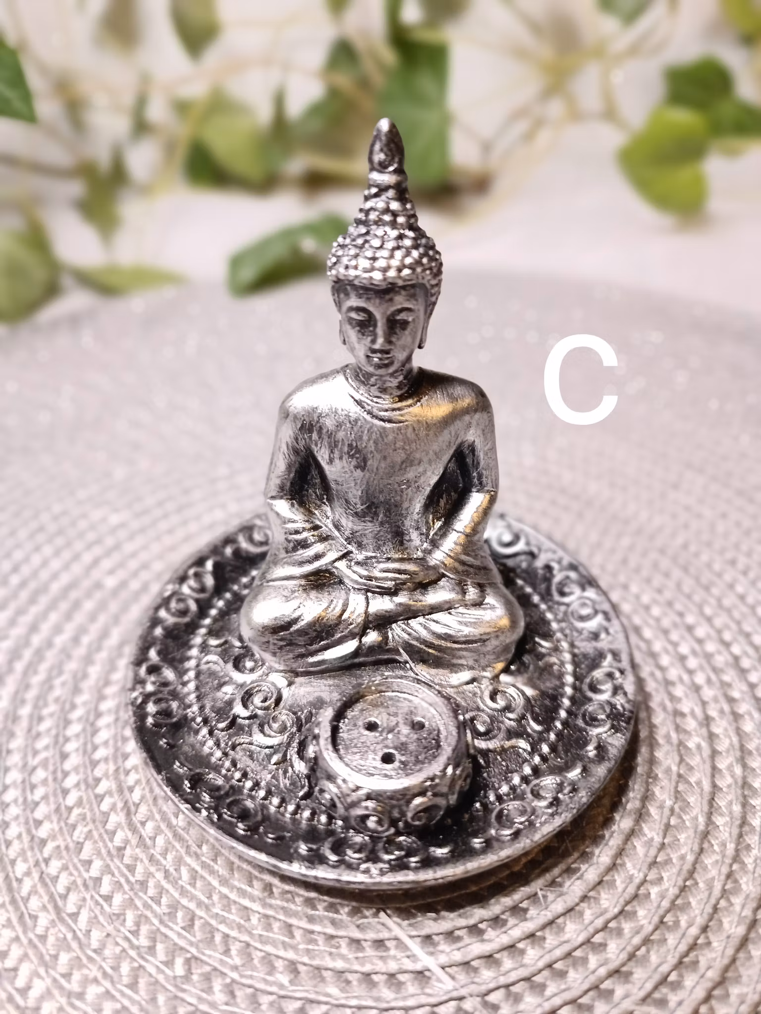 Rökelsehållare Buddha, Silver
