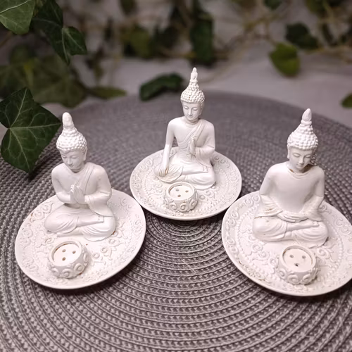 Rökelsehållare Buddha, Vit