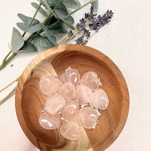 Rosenkvart Hjärta Hänge