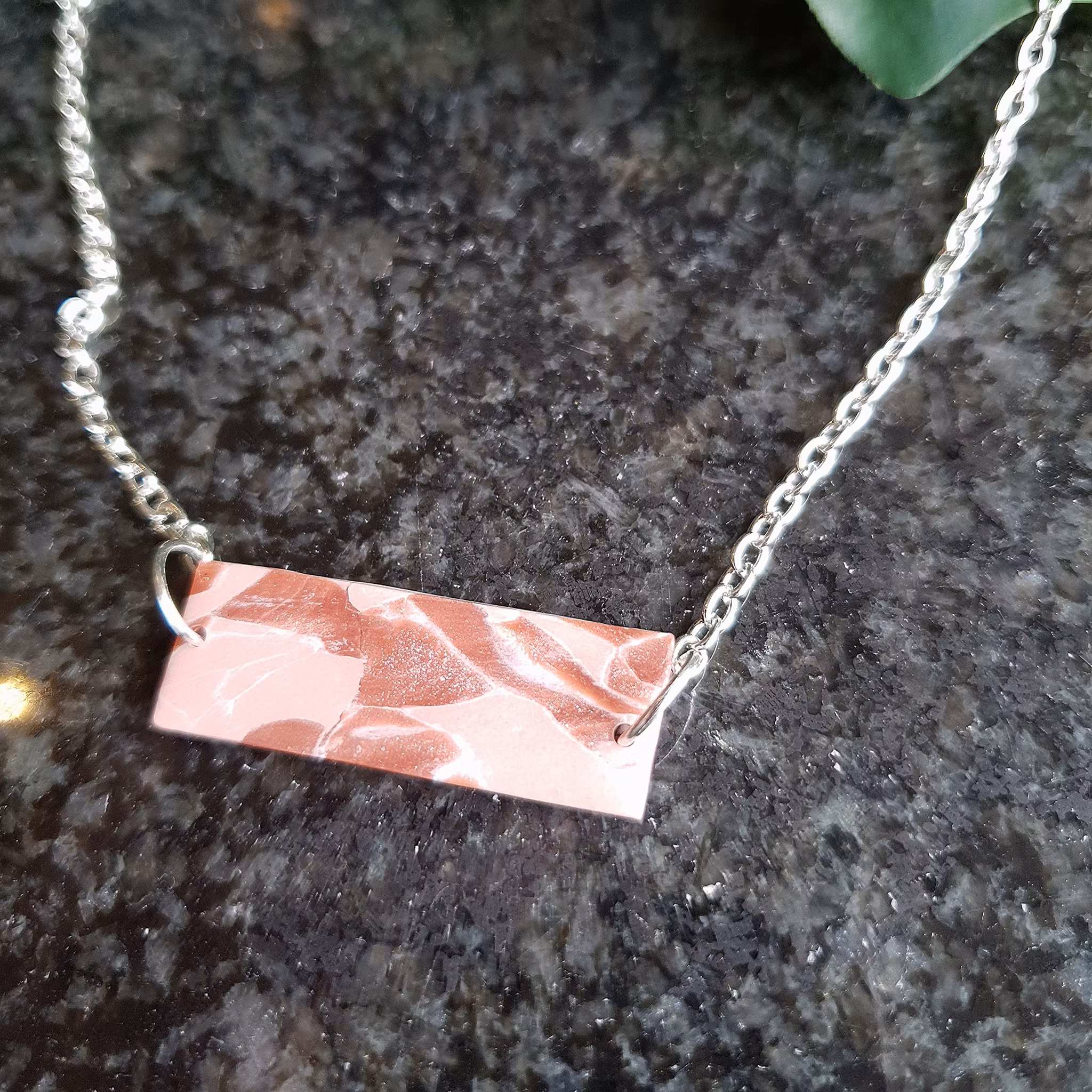 Pink marble necklace