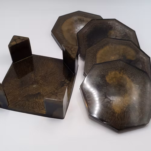 Glasunderlägg svart/guld