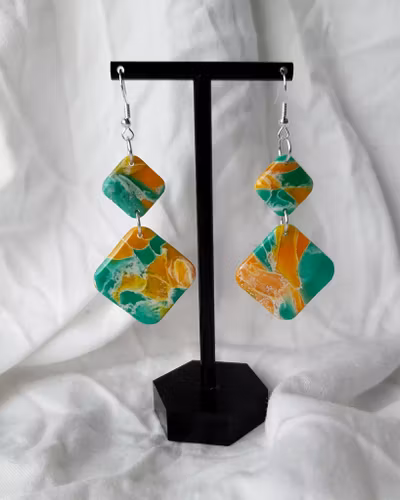 Turquoise and yellow dangle