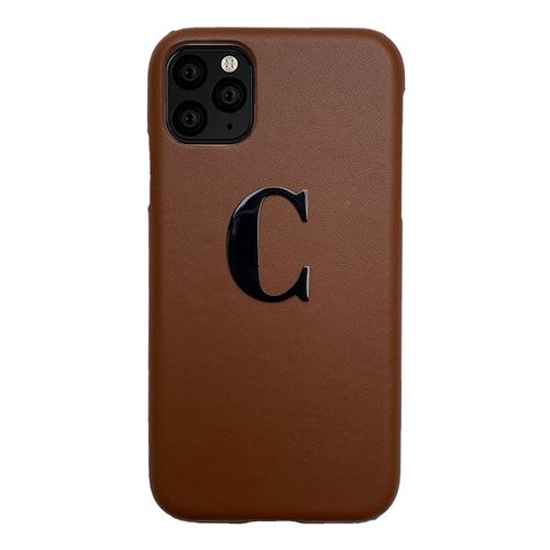 Brown Smooth Mobilcover med metal letter®
