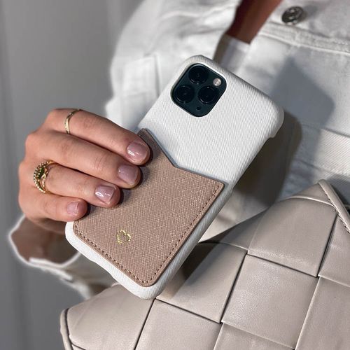 White mobilcover med kortholder
