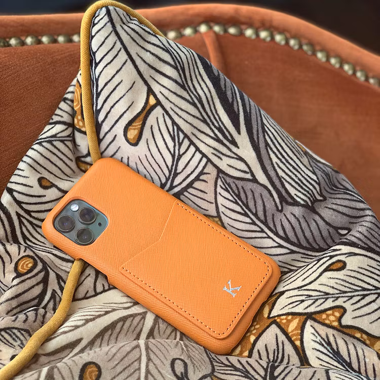 Orange mobilcover med kortholder