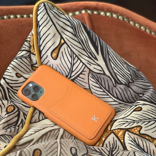 Orange mobilcover med kortholder