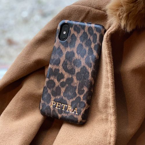 Leopard mobilcover med navn