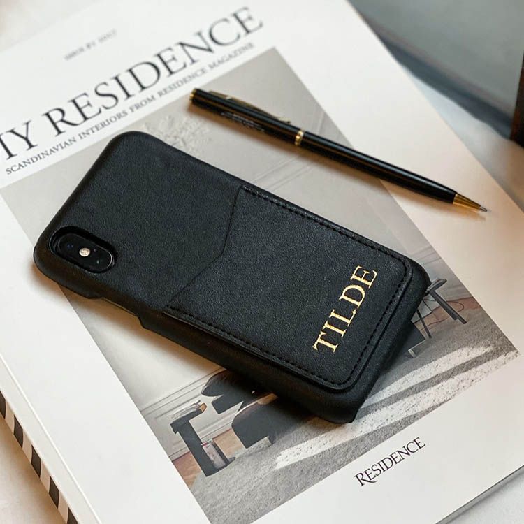 Black smooth mobilcover med kortholder