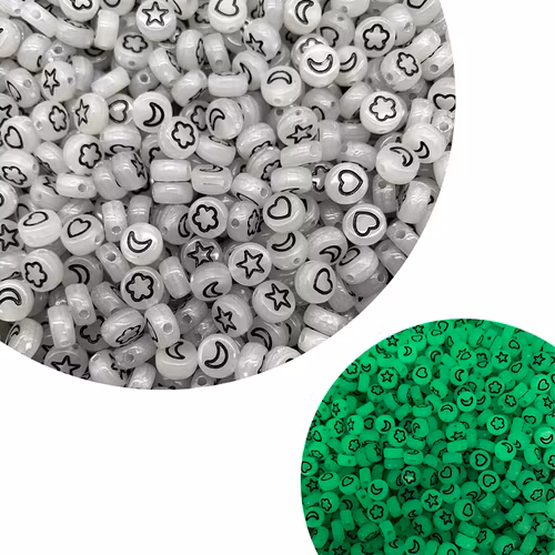 Glow-in-the-dark, mix svart, 7mm - 50p