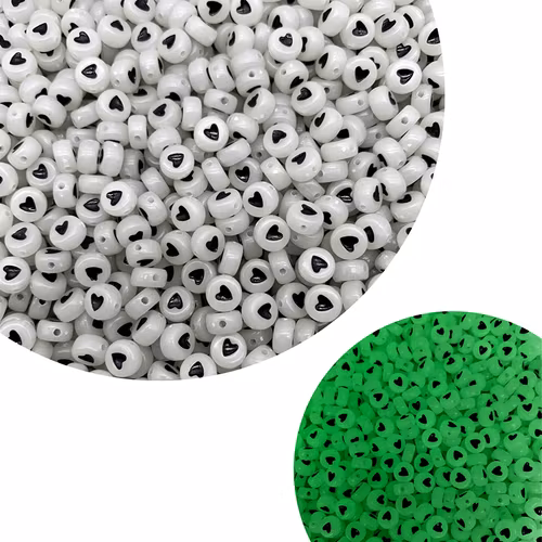 Glow-in-the-dark, hjärtan, 7mm - 50p