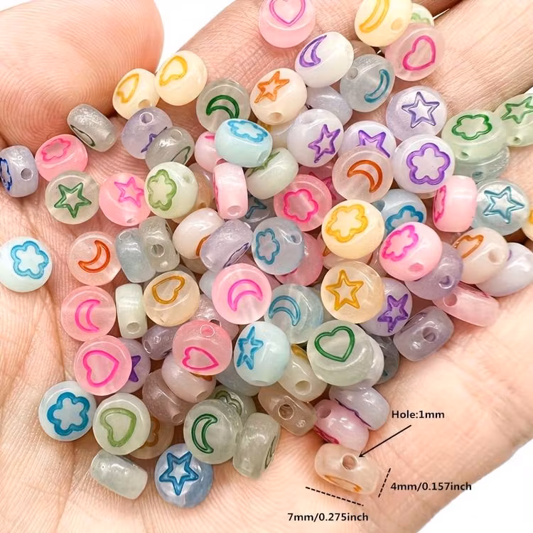 Glow-in-the-dark, färgad mix, 7mm - 50p