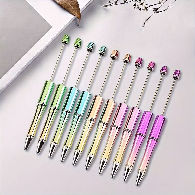 Pärlbar penna med extra stift - metallic - guld/gul