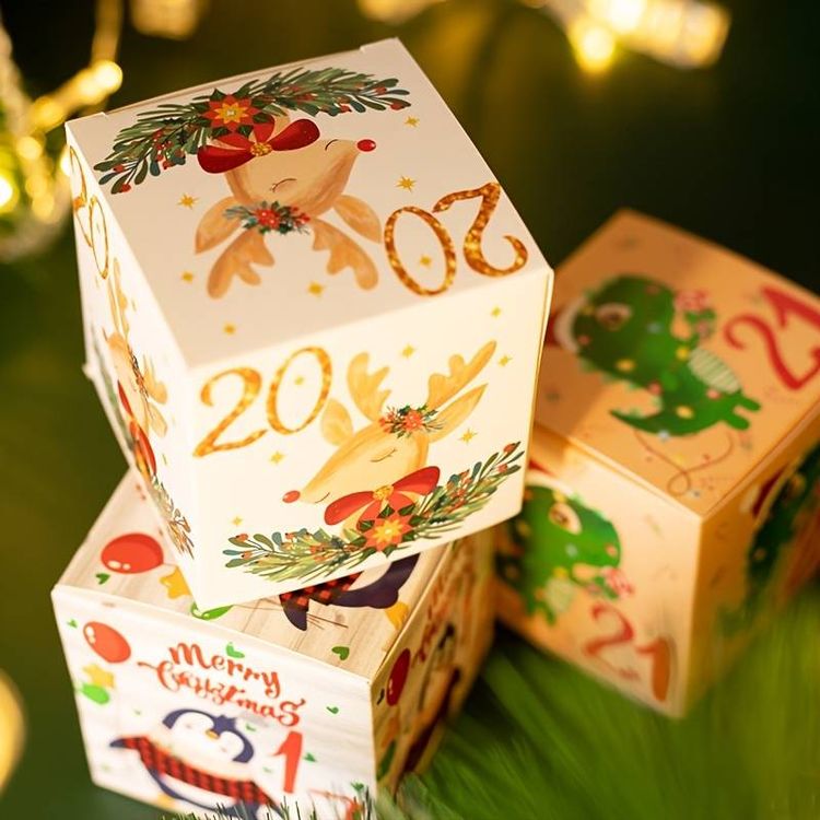 Julkalender, ENDAST LÅDOR - färgglad