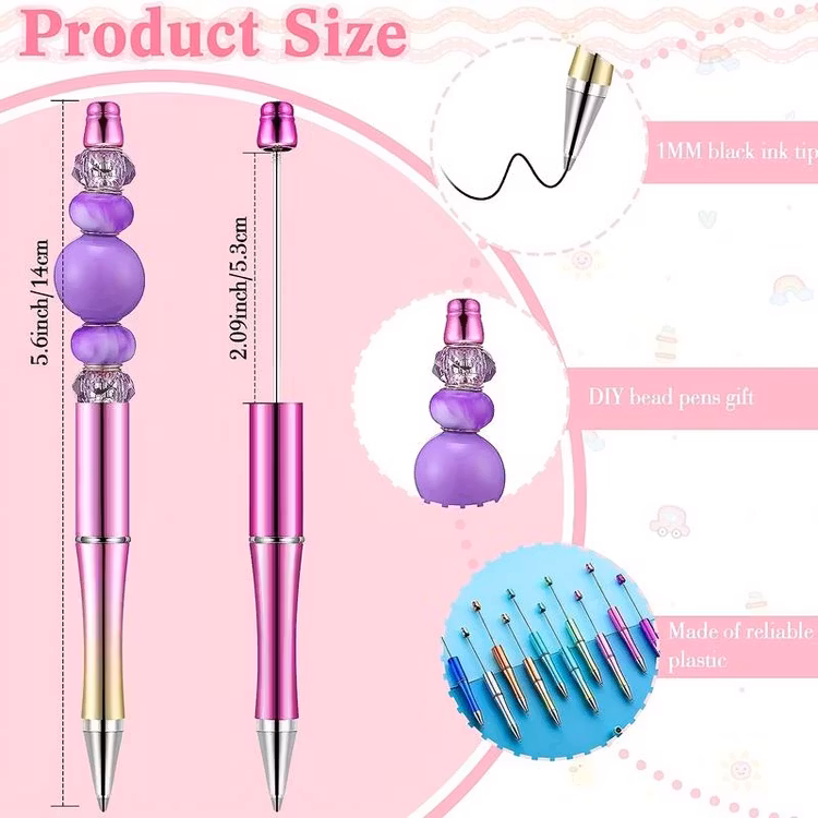 Pärlbar penna med extra stift - metallic - mörkrosa