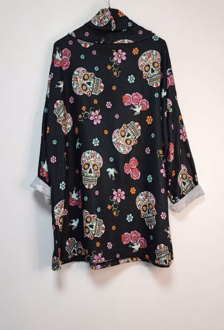 Tröja med tryck - Onesize plus - Rosa döskalle