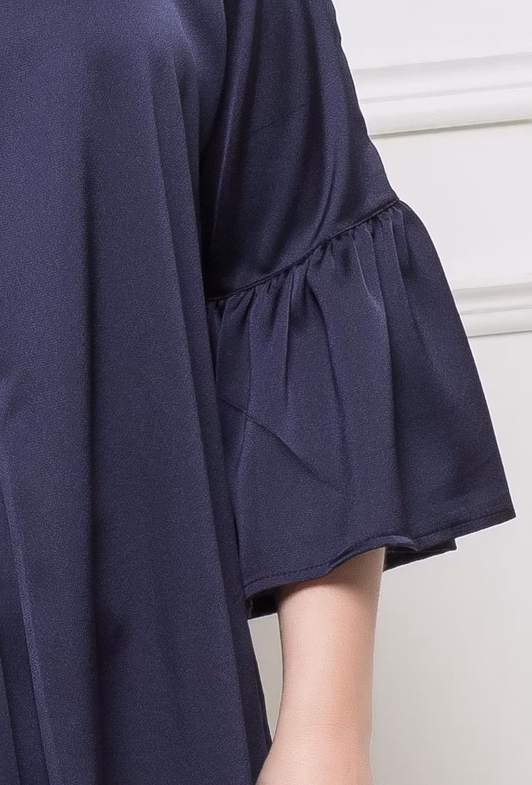 Blus med krage - 54/56 - Marin