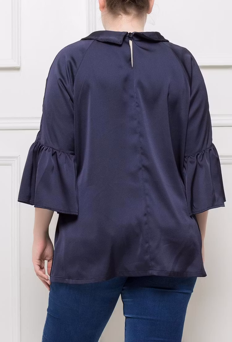 Blus med krage - 54/56 - Marin