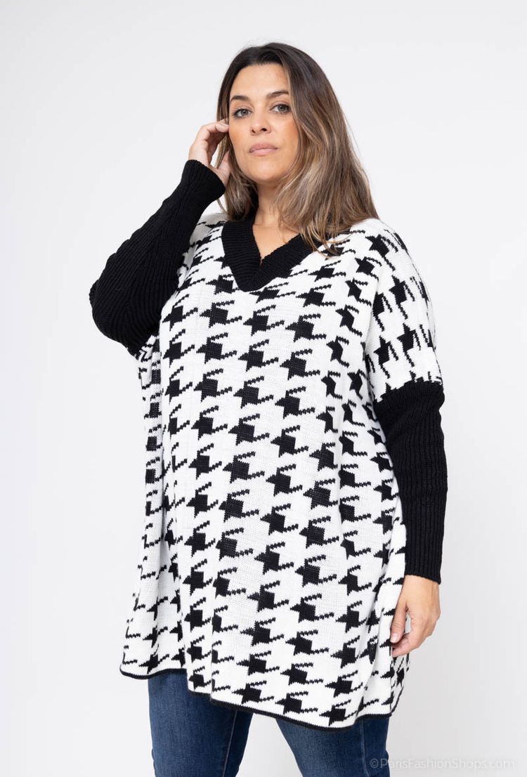 Tröja mönster - Onesize plus - Vit