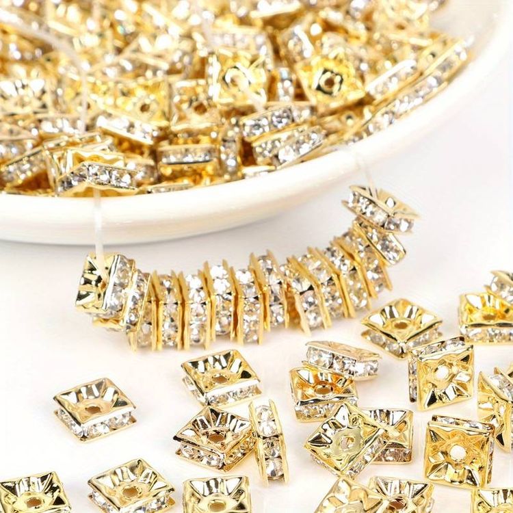 Fyrkantig guld - 6mm, 10st