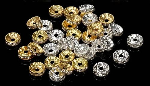 Strassrondell, mix guld/silver, 8mm - 50st