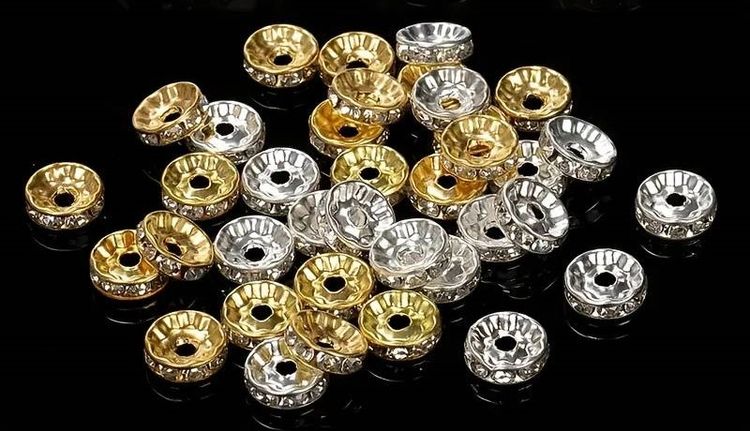 Strassrondell, mix guld/silver, 8mm - 50st