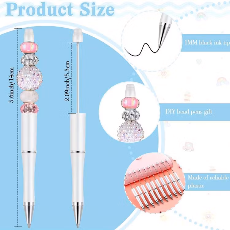 Pärlbar penna med extra stift - vit