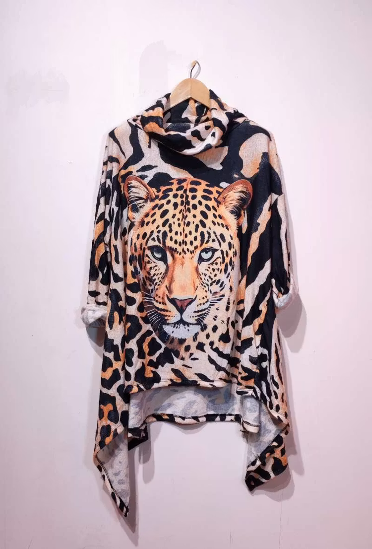 Polotröja med tryck - Onesize plus - Tiger