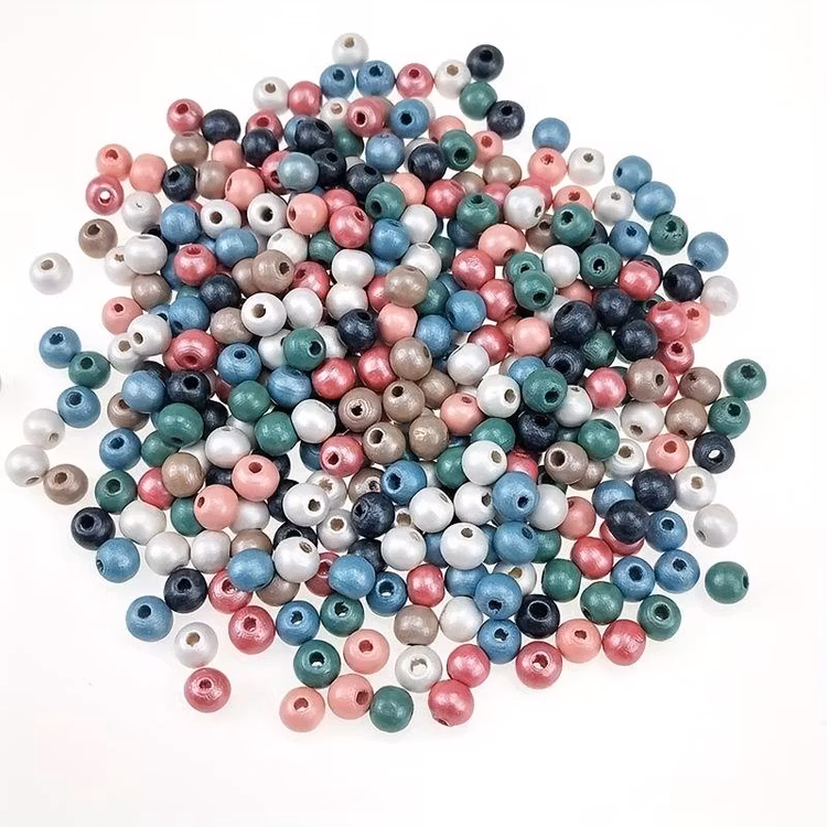 Pärlemorfärgad träpärla, 8mm - 50st