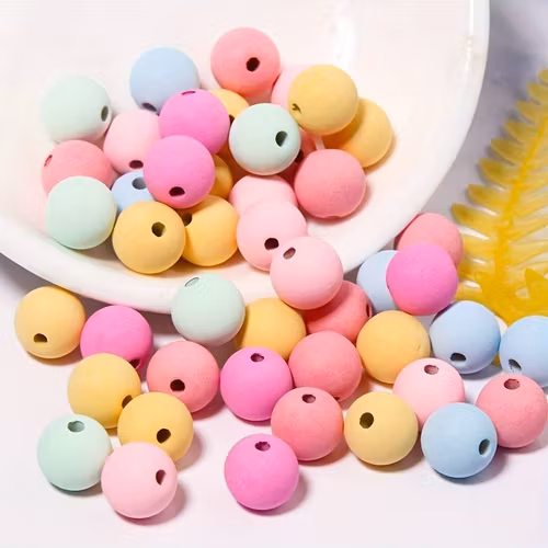 Macaronfärgad akrylmix, 8mm - 50p
