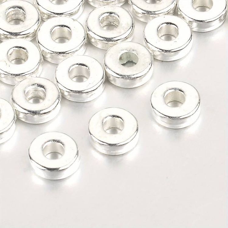 Mellandelspärla, silver, 6mm - 50p