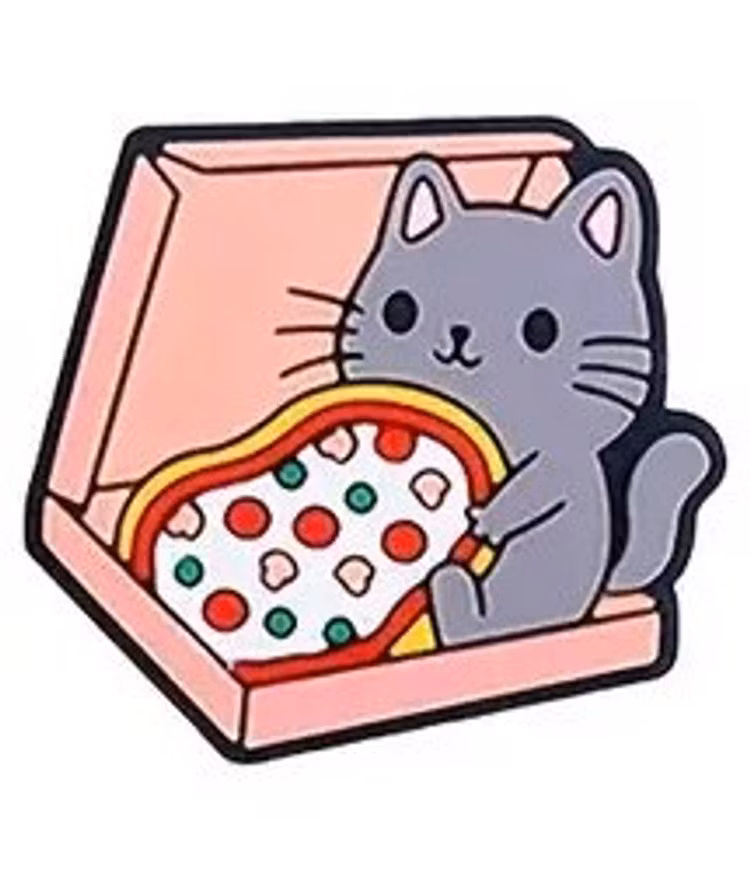Silikon-pärla, pizza-katt - 25mm