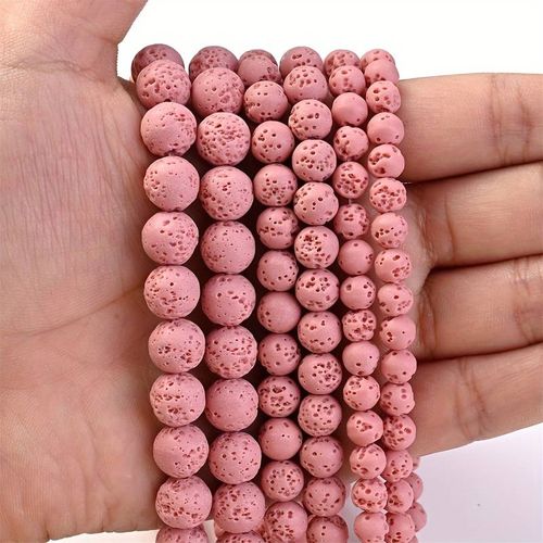 Sträng - Lava-sten, rosa, 8mm - 45-48st