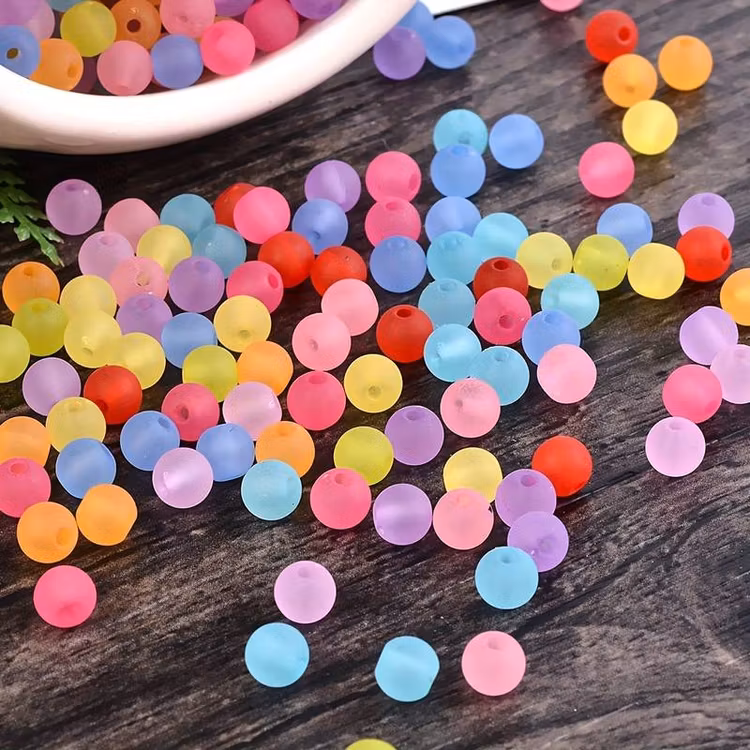 Frostade glaspärlor, 6mm - 50p