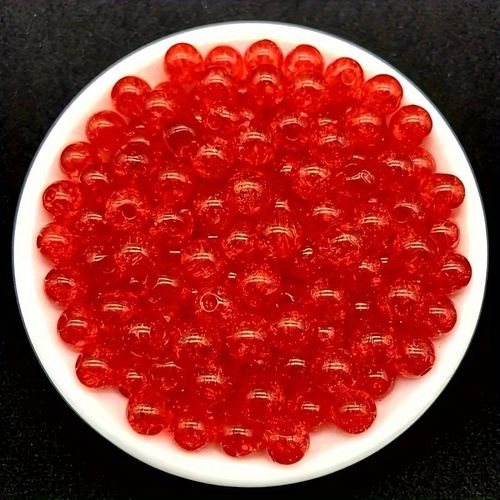 Krackelerad akryl, 8mm, 50p - Röd