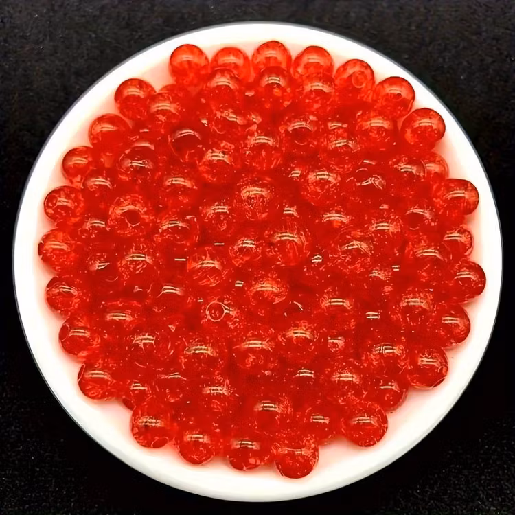 Krackelerad akryl, 8mm, 50p - Röd