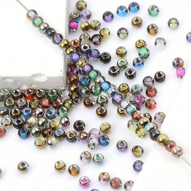 Seedbeads, mixad färg, 4mm - 100p