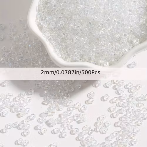 Glaspärlor, 2mm, ca 500st - Vit