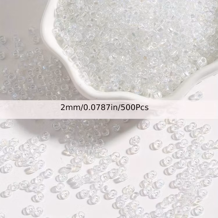 Glaspärlor, 2mm, ca 500st - Vit