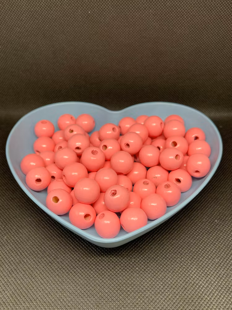 Träpärla, rosa, 16mm - 10p