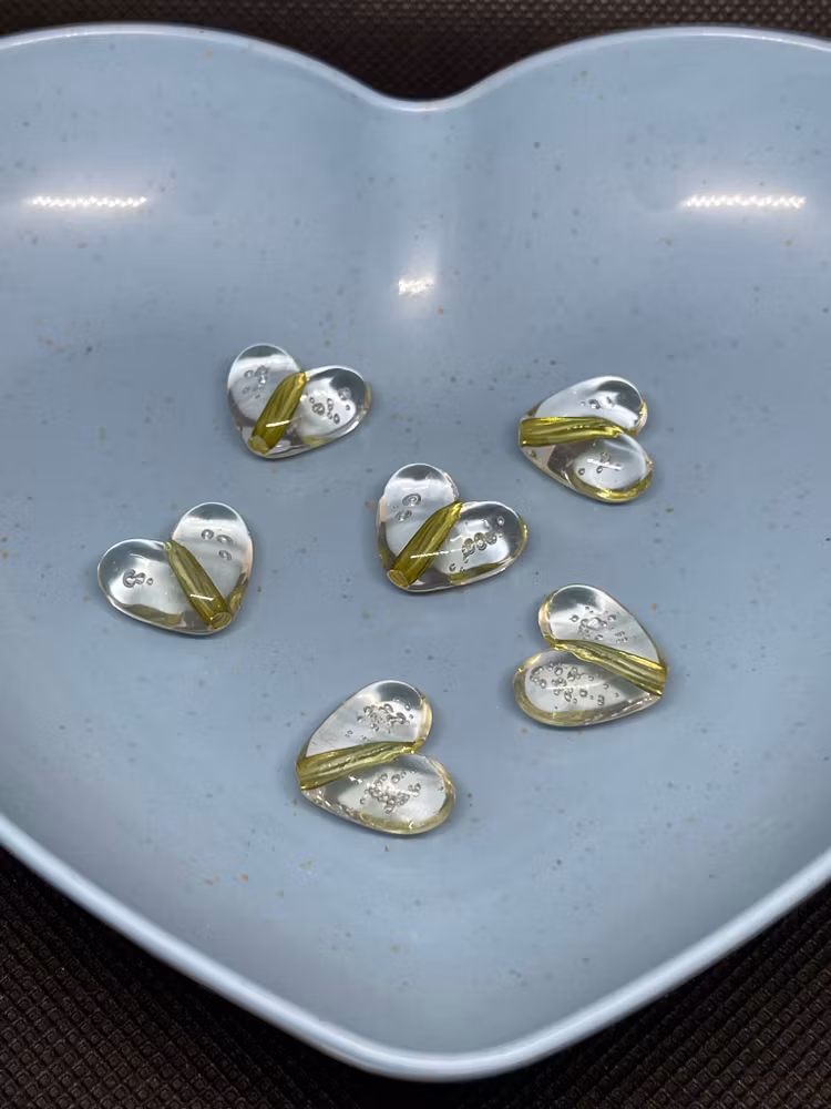 Bubbelhjärta, 15*17mm - gul