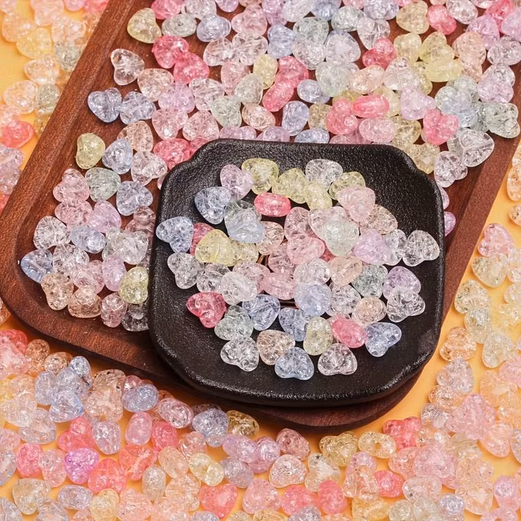Krackelerad hjärta, mix, 9,8*11mm - 50st