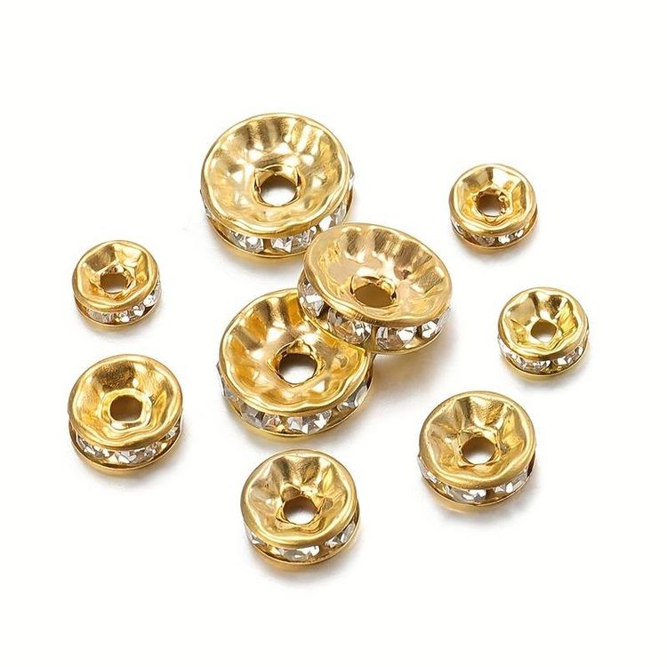 Strassrondell, guld, 8mm - 50p