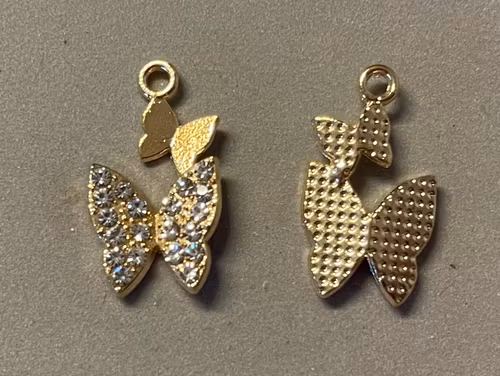 Fjäril med strass - guld