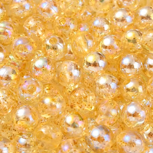 Glitterplätterad akryl, 8mm, gul - 50p