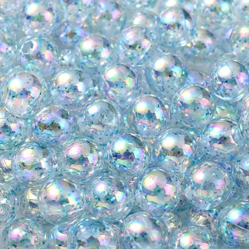 Glitterplätterad akryl, 8mm, blå - 50p