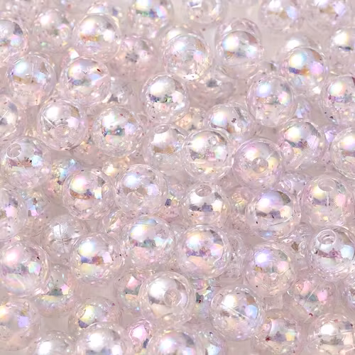 Glitterplätterad akryl, 8mm, vit - 50p