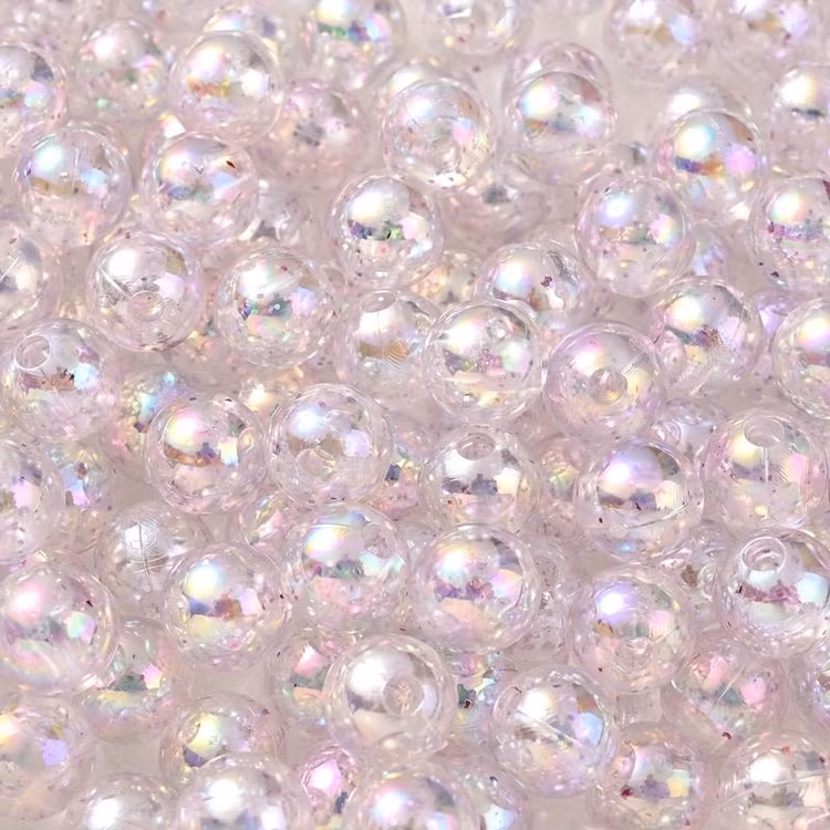 Glitterplätterad akryl, 8mm, vit - 50p