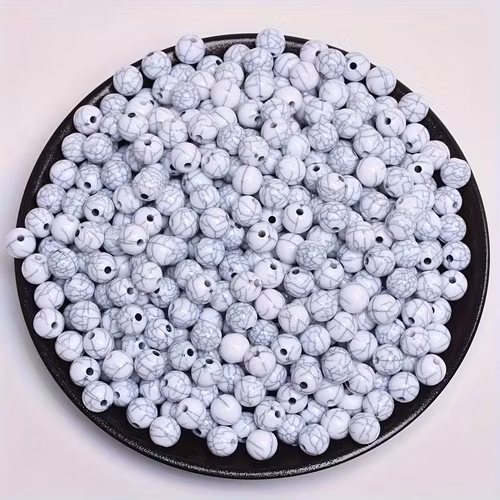 Pärla med sprick-imitation, 8mm, vit - 50st