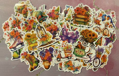 Klistermärken -Blommiga bilder - 10 st