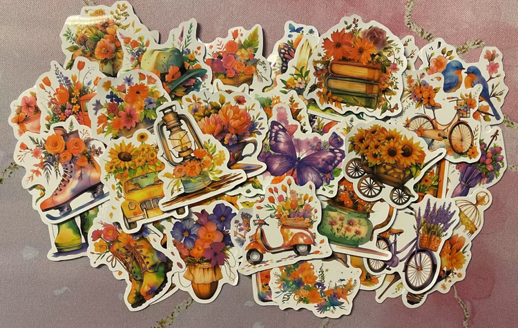 Klistermärken -Blommiga bilder - 10 st